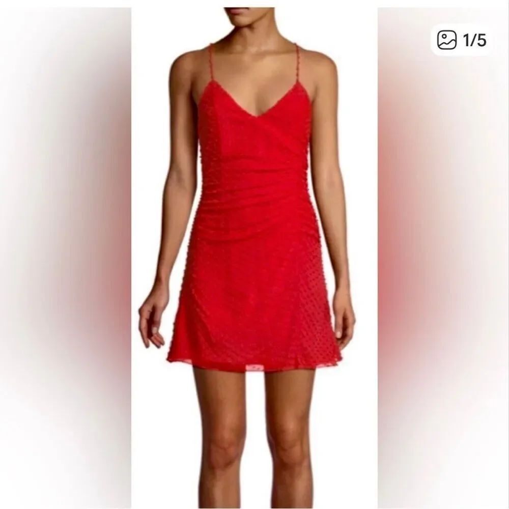 Alice + Olivia Daria Ruched Dress in Perfect Poppy sz 8 EUC